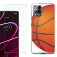 thumbnail image 1 of OneToughShield ® for T-Mobile Revvl 6x Pro 5G Shockproof Fashion Phone Case, with Tempered Glass Screen Protector - Basketball, 1 of 3