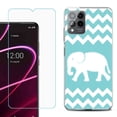 thumbnail image 1 of OneToughShield ® for T-Mobile Revvl 6x Pro 5G Shockproof Fashion Phone Case, with Tempered Glass Screen Protector - Chevron/Elephant, 1 of 3