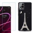thumbnail image 1 of OneToughShield ® for T-Mobile Revvl 6x Pro 5G Shockproof Fashion Phone Case, with Tempered Glass Screen Protector - Eiffel Tower Moon, 1 of 3