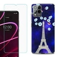 thumbnail image 1 of OneToughShield ® for T-Mobile Revvl 6x Pro 5G Shockproof Fashion Phone Case, with Tempered Glass Screen Protector - Eiffel Tower Stars, 1 of 3