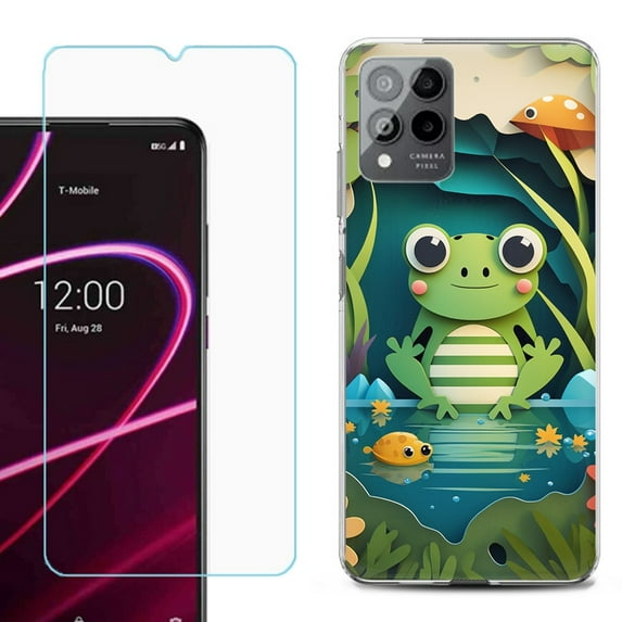 OneToughShield ® for T-Mobile Revvl 6x Pro 5G Shockproof Fashion Phone Case, with Tempered Glass Screen Protector - Frog Craft