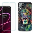 thumbnail image 1 of OneToughShield ® for T-Mobile Revvl 6x Pro 5G Shockproof Fashion Phone Case, with Tempered Glass Screen Protector - Geometric Lion, 1 of 3