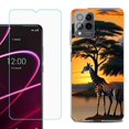 thumbnail image 1 of OneToughShield ® for T-Mobile Revvl 6x Pro 5G Shockproof Fashion Phone Case, with Tempered Glass Screen Protector - Giraffe Sunset, 1 of 3