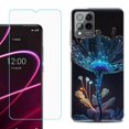 thumbnail image 1 of OneToughShield ® for T-Mobile Revvl 6x Pro 5G Shockproof Fashion Phone Case, with Tempered Glass Screen Protector - Glowing Flower, 1 of 3