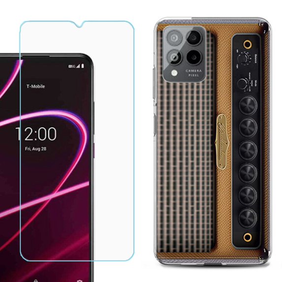OneToughShield ® for T-Mobile Revvl 6x Pro 5G Shockproof Fashion Phone Case, with Tempered Glass Screen Protector - Guitar Amp