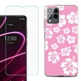 thumbnail image 1 of OneToughShield ® for T-Mobile Revvl 6x Pro 5G Shockproof Fashion Phone Case, with Tempered Glass Screen Protector - Hibiscus Pink, 1 of 3
