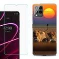 thumbnail image 1 of OneToughShield ® for T-Mobile Revvl 6x Pro 5G Shockproof Fashion Phone Case, with Tempered Glass Screen Protector - Lion Sunset, 1 of 3