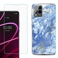 thumbnail image 1 of OneToughShield ® for T-Mobile Revvl 6x Pro 5G Shockproof Fashion Phone Case, with Tempered Glass Screen Protector - Marble / Gem Blue, 1 of 3