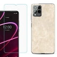 thumbnail image 1 of OneToughShield ® for T-Mobile Revvl 6x Pro 5G Shockproof Fashion Phone Case, with Tempered Glass Screen Protector - Marble / Latte, 1 of 3