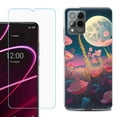 thumbnail image 1 of OneToughShield ® for T-Mobile Revvl 6x Pro 5G Shockproof Fashion Phone Case, with Tempered Glass Screen Protector - Moon Poppies, 1 of 3