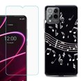 thumbnail image 1 of OneToughShield ® for T-Mobile Revvl 6x Pro 5G Shockproof Fashion Phone Case, with Tempered Glass Screen Protector - Music Notes / Black, 1 of 3