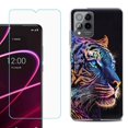 thumbnail image 1 of OneToughShield ® for T-Mobile Revvl 6x Pro 5G Shockproof Fashion Phone Case, with Tempered Glass Screen Protector - Neon Tiger, 1 of 3