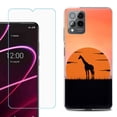 thumbnail image 1 of OneToughShield ® for T-Mobile Revvl 6x Pro 5G Shockproof Fashion Phone Case, with Tempered Glass Screen Protector - Sunset Giraffe, 1 of 3