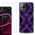 thumbnail image 1 of OneToughShield ® for T-Mobile Revvl 6x Pro 5G Shockproof Fashion Phone Case, with Tempered Glass Screen Protector - Victorian Purple/Black, 1 of 3