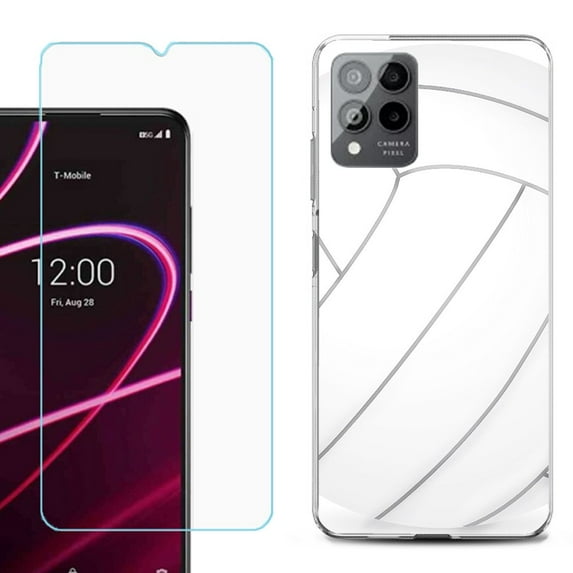 OneToughShield ® for T-Mobile Revvl 6x Pro 5G Shockproof Fashion Phone Case, with Tempered Glass Screen Protector - Volleyball