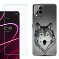 thumbnail image 1 of OneToughShield ® for T-Mobile Revvl 6x Pro 5G Shockproof Fashion Phone Case, with Tempered Glass Screen Protector - Wolf Face, 1 of 3