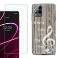 thumbnail image 1 of OneToughShield ® for T-Mobile Revvl 6x Pro 5G Shockproof Fashion Phone Case, with Tempered Glass Screen Protector - Wood/Music, 1 of 3