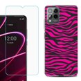 thumbnail image 1 of OneToughShield ® for T-Mobile Revvl 6x Pro 5G Shockproof Fashion Phone Case, with Tempered Glass Screen Protector - Zebra Pink, 1 of 3