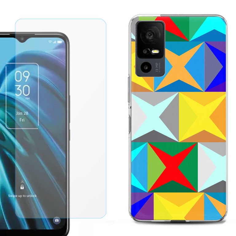 OneToughShield  for TCL 40 XE 5G Shockproof Fashion Phone Case, with  Tempered Glass Screen Protector - Abstract Color - Walmart.com
