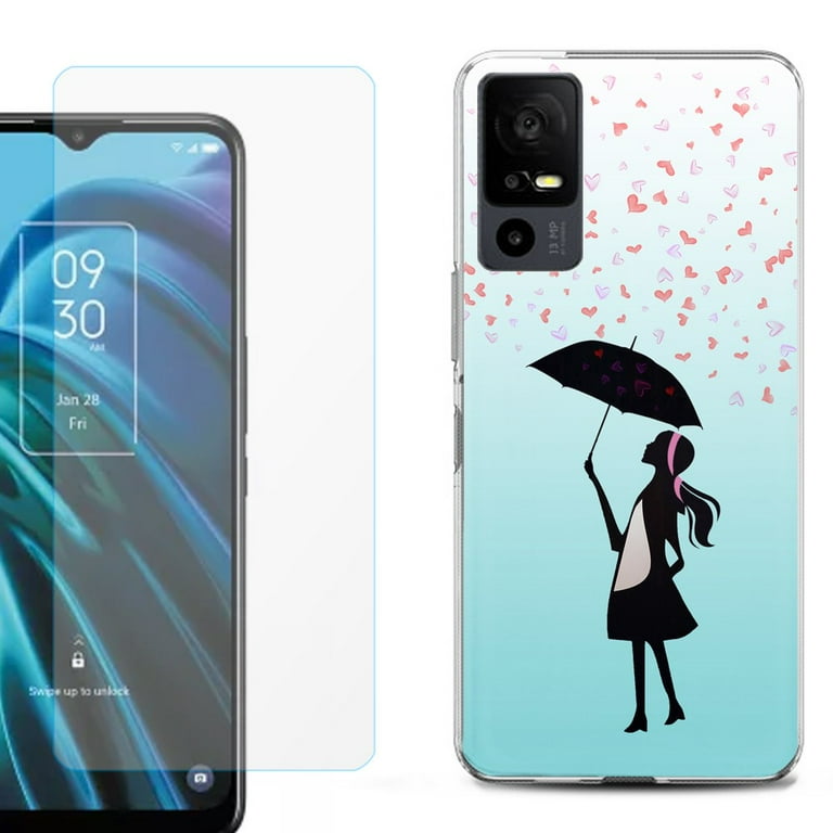 OneToughShield  for TCL 40 XE 5G Shockproof Fashion Phone Case, with  Tempered Glass Screen Protector - Rain/Hearts - Walmart.com