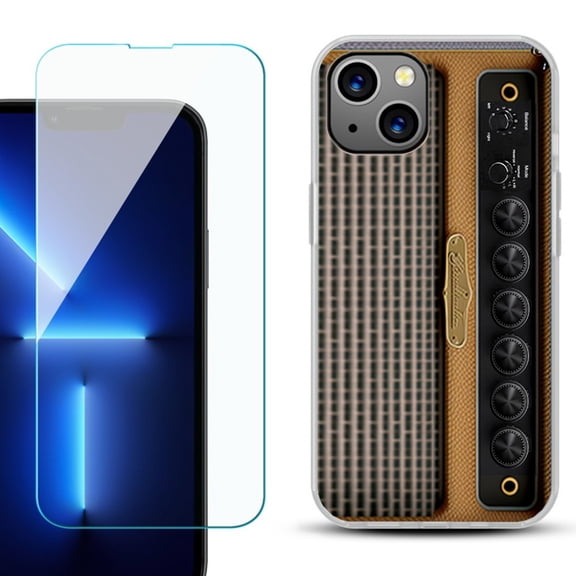 OneToughShield ® for iPhone 15 Fashion Phone Case, with Tempered Glass Screen Protector - Guitar Amp