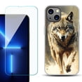 thumbnail image 1 of OneToughShield ® for iPhone 15 Fashion Phone Case, with Tempered Glass Screen Protector - Running Wolf, 1 of 4