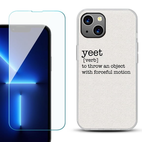 OneToughShield ® for iPhone 15 Plus Shockproof Phone Case, with Tempered Glass Screen Protector - Dictionary/Yeet