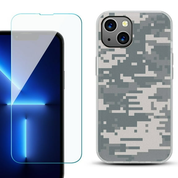 OneToughShield ® for iPhone 15 Plus Shockproof Phone Case, with Tempered Glass Screen Protector - Digital Camo