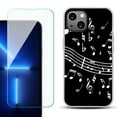 thumbnail image 1 of OneToughShield ® for iPhone 15 Plus Shockproof Phone Case, with Tempered Glass Screen Protector - Music Notes / Black, 1 of 4