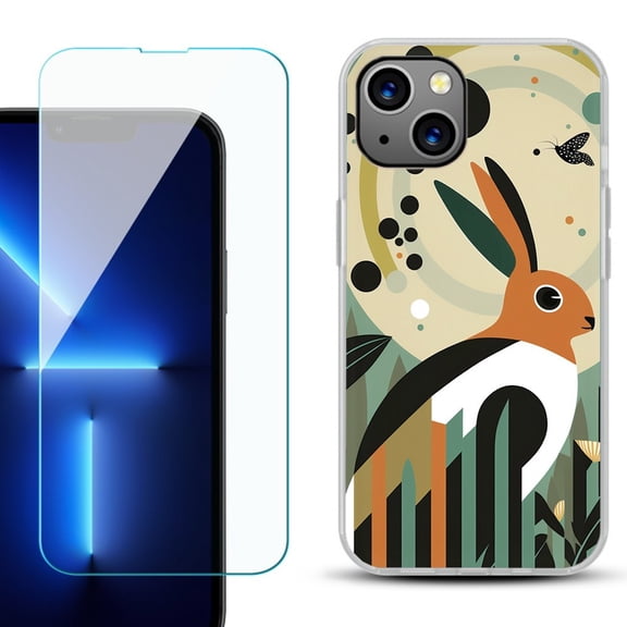 OneToughShield ® for iPhone 15 Plus Shockproof Phone Case, with Tempered Glass Screen Protector - Rabbit