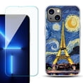 thumbnail image 1 of OneToughShield ® for iPhone 15 Plus Shockproof Phone Case, with Tempered Glass Screen Protector - Starry Night Eiffel, 1 of 4