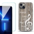 thumbnail image 1 of OneToughShield ® for iPhone 15 Plus Shockproof Phone Case, with Tempered Glass Screen Protector - Wood/Music, 1 of 4