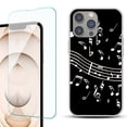 thumbnail image 1 of OneToughShield ® for iPhone 15 Pro Max Shockproof Fashion Phone Case, with Tempered Glass Screen Protector - Music Notes / Black, 1 of 4