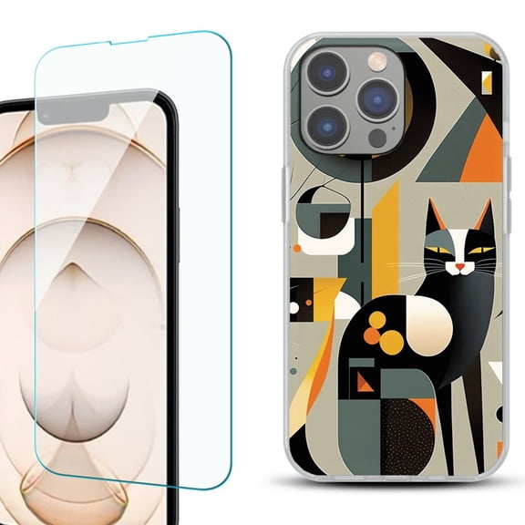 OneToughShield ® for iphone 13 Pro Shockproof Phone Case, with Tempered Glass Screen Protector - Chill Cat