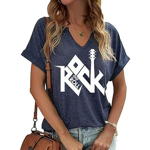 OneWhoYoung Country Music Women T-Shirt Vintage Graphic Tshirt Guitar Shirts Country Concert Shirt Western Retro Tops(Blue,Large)