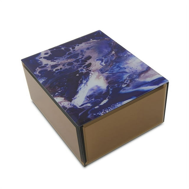 OneWorld Memorials Glass Memorial Urn For Cats And Dogs - Large 130 Pounds - Blue And White  - Engraving Sold Separately