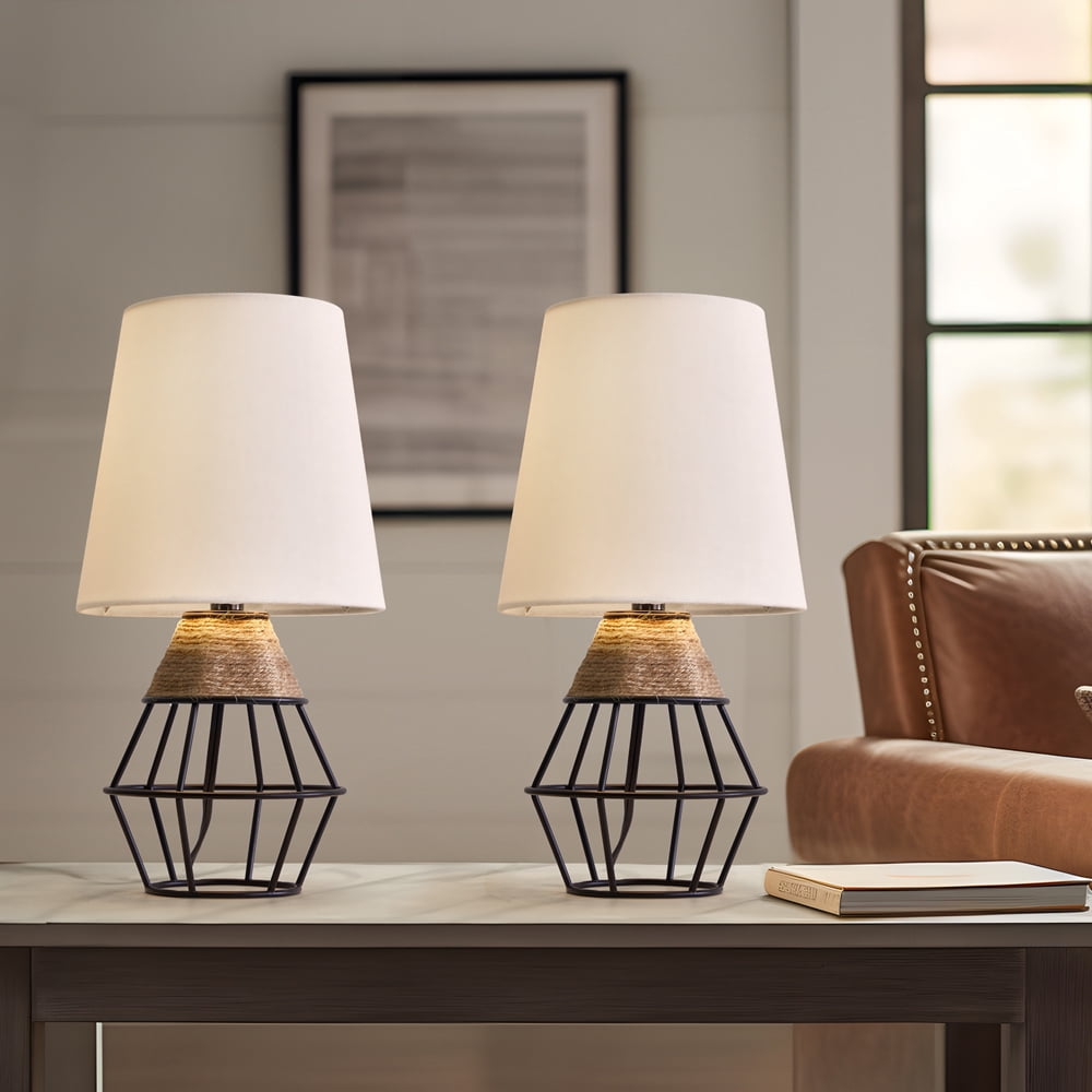 Oneach 13" Modern Small Table Lamps for Bedroom Set of 2 Industrial