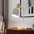 Oneach 17" Modern Metal Desk Lamp with USB Port, White Table Lamp for ...