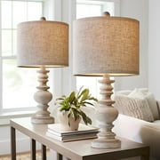 Oneach 20" Resin Table Lamps for Bedroom Living Room Lamps Set of 2 Retro Farmhouse Bedside Lamp