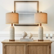 Oneach 26.75" Farmhouse Resin Table Lamps Set of 2 for Bedroom Living Room 3 Way Touch Nightstand Bedside Lamps with USB Port(2 Bulbs Included)