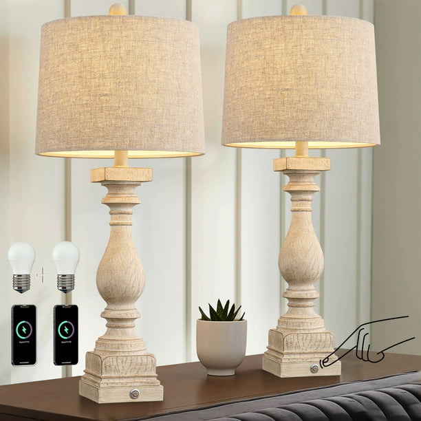 Oneach 3 Way Dimmable Touch Table Lamp Set of 2 Nightstands Lamps with