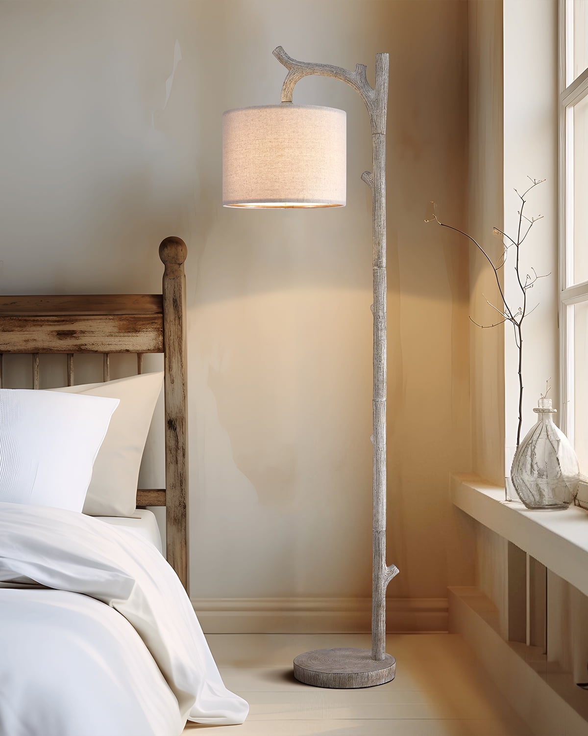 Oneach 61.5" Retro Floor Lamp for Living Room, Farmhouse Tree Trunk Deco Standing Lamp with Foot Switch for Bedroom,Office,Decor,Lighting - Walmart.com