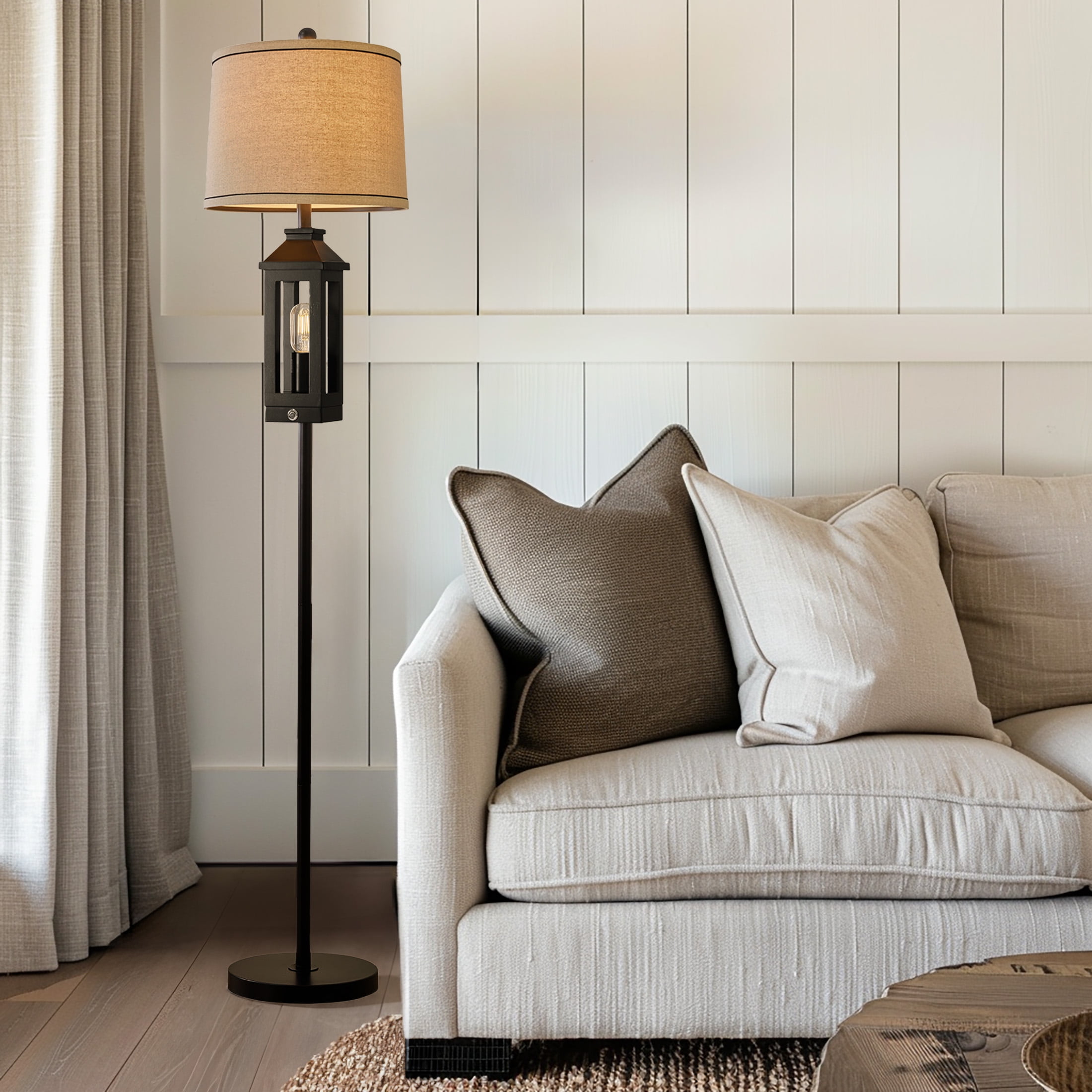 Oneach 63" Farmhouse Floor Lamp with 2 Light Sources ,3 Way Dimmable ...