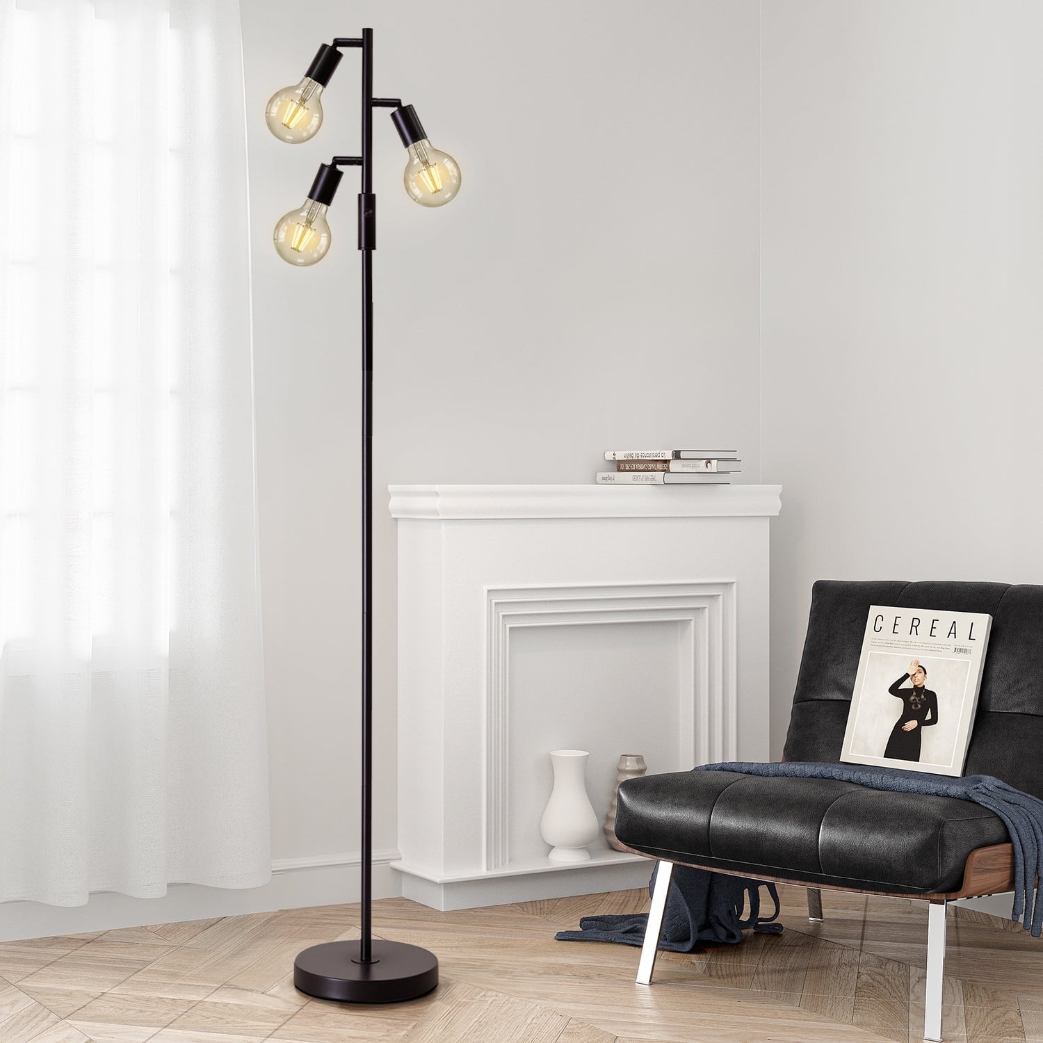Oneach 64.25" Modern Metal Floor Lamp for Living Room with Adjustable 3 ...