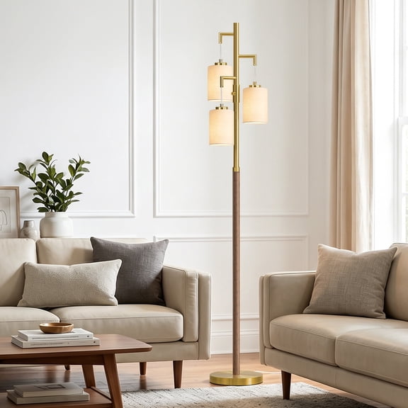 Oneach 70" Resin Dimmable 3 head Floor Lamp for Living Room,Vintage Farmhouse Standing Lamp for Bedroom,Office,Decor,Lighting