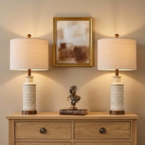 Oneach Bedside Lamp Set of 2 for Bedroom 24" Traditional Living Room Resin Nightstand Table Lamps