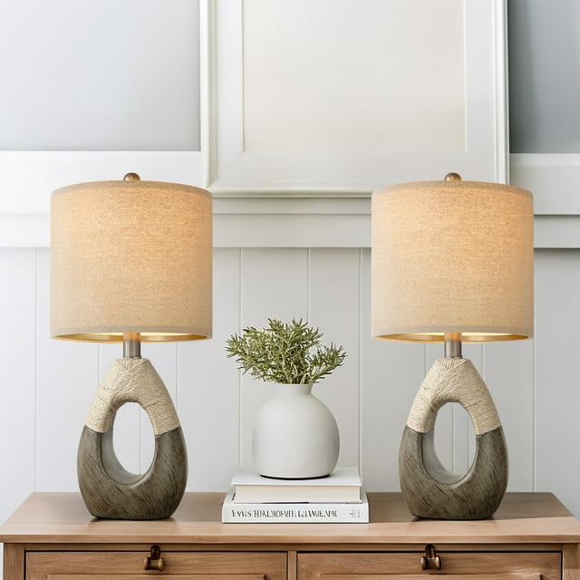 GyroVu Table Lamp Set Of 2, 18.63" Ceramic Lamp Classic Beside Lamps Nightstand Lamp Modern