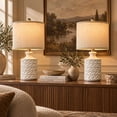 thumbnail image 1 of Oneach Ceramic Table Lamps Set of 2 for Living Room Bedroom 18.12" Farmhouse Bedside Nightstand Lamps, 1 of 12