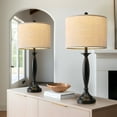 Oneach Modern Black Table Lamp Set of 2 with USBA+C, 27.75" Metal ...