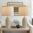 thumbnail image 1 of Oneach Farmhouse Ceramic Table Lamp Set of 2 for Living Room Bedroom 20.5" Modern Bedside Nightstand Lamps, 1 of 9